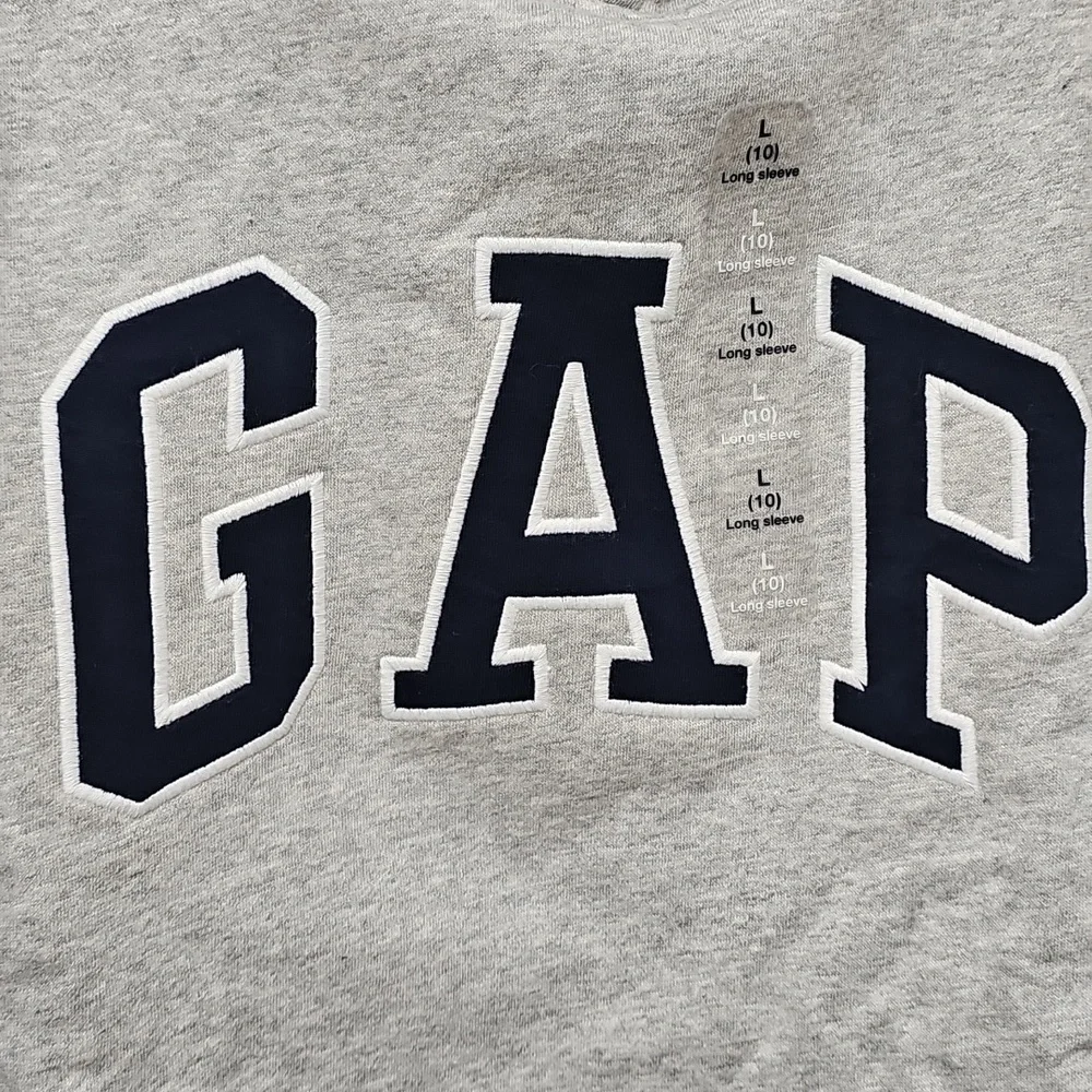 GAP‎ Kids Heather Gray Hoodie with Dark Blue Accents